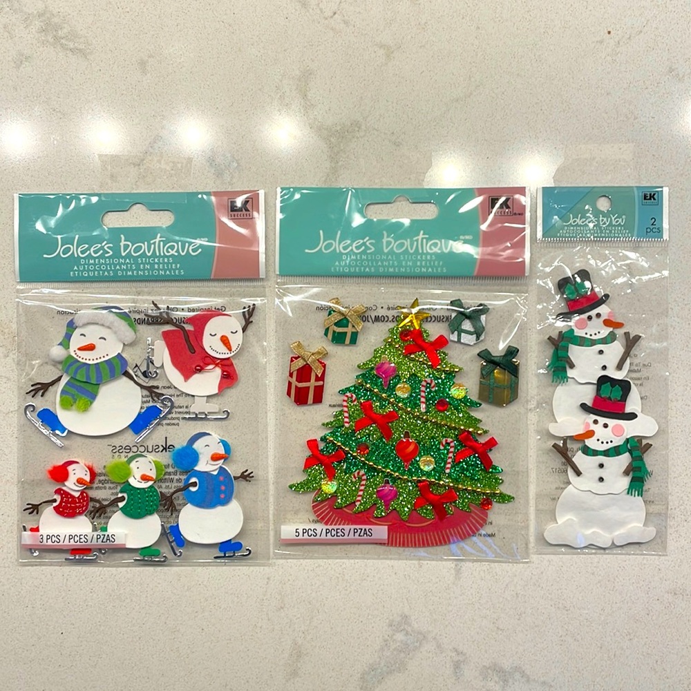 Jolee’s Boutique Winter themes paper crafting stickers - snowman, Christmas tree